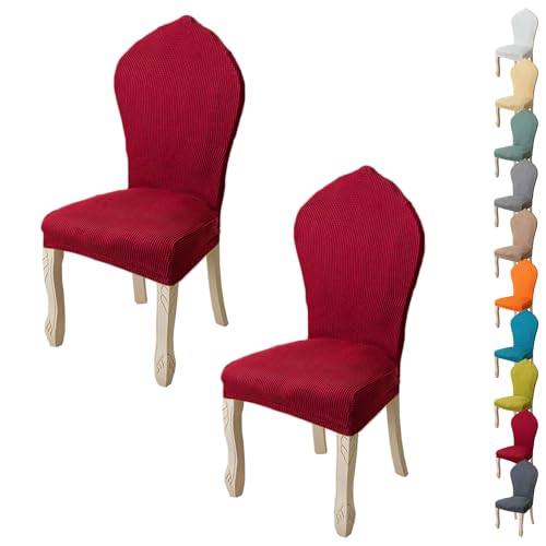 ouxei Stretch-Esszimmerstuhl-Schonbezug Mit Runder Rückenlehne, Elastisch, Gebogen, Hohe Rückenlehne, 2er-Set/4er-Set/6er-Set Für Küchenbankette(I 2pcs) von ouxei