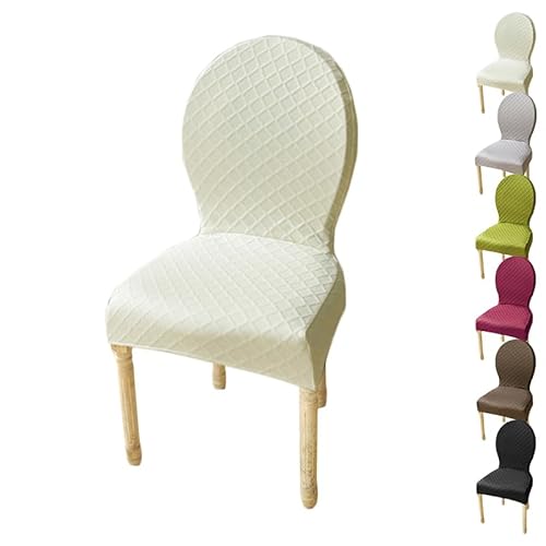 ouxei Stretch-Esszimmerstuhl-Schonbezug Mit Runder Rückenlehne, Größe M/L, Elastischer Jacquard-Schutz Mit Rautenmuster Für Hotels(A 1pcs,Large) von ouxei