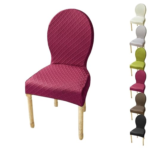 ouxei Stretch-Esszimmerstuhl-Schonbezug Mit Runder Rückenlehne, Größe M/L, Elastischer Jacquard-Schutz Mit Rautenmuster Für Hotels(D 1pcs,Large) von ouxei
