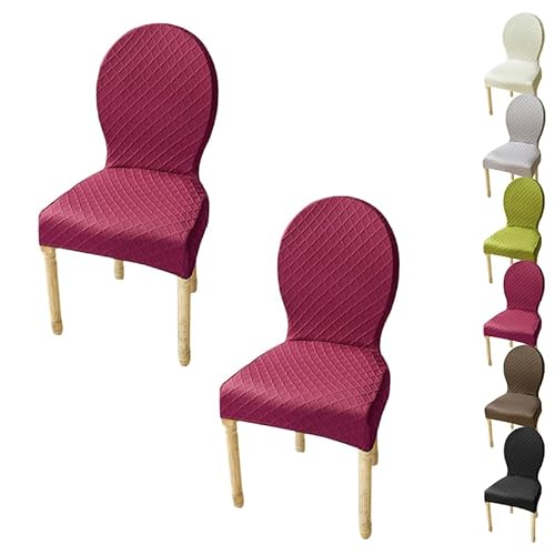 ouxei Stretch-Esszimmerstuhl-Schonbezug Mit Runder Rückenlehne, Größe M/L, Elastischer Jacquard-Schutz Mit Rautenmuster Für Hotels(D 2pcs,Medium) von ouxei