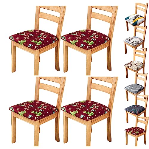 ouxei Stretch-Jacquard-Esszimmerstuhlhussen, 2er-Set, Geometrisch, Waschbar, Sitzschoner Für Restaurant Und Hotel(Festival 4pcs) von ouxei