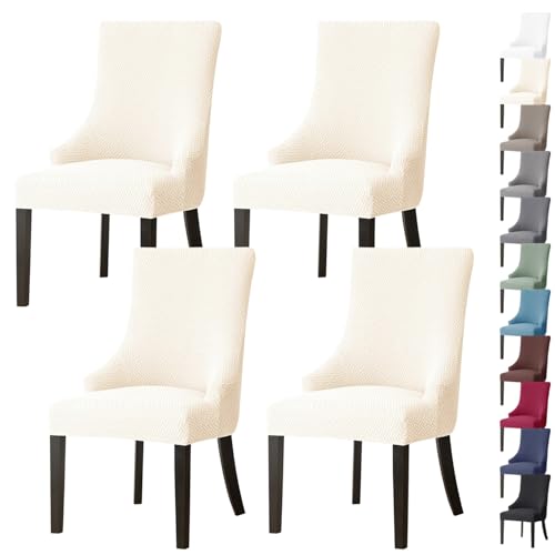 ouxei Stretch-Schonbezug Für Ohrensessel Mit Armlehne, Waschbarer Schutz Für Stühle Mit Gebogener Rückenlehne, 2er-/4er-Set(Beige,4pcs) von ouxei