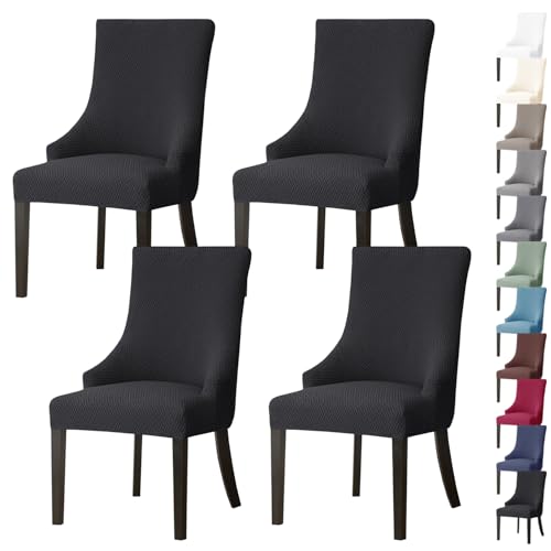 ouxei Stretch-Schonbezug Für Ohrensessel Mit Armlehne, Waschbarer Schutz Für Stühle Mit Gebogener Rückenlehne, 2er-/4er-Set(Black,4pcs) von ouxei