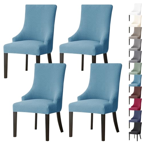 ouxei Stretch-Schonbezug Für Ohrensessel Mit Armlehne, Waschbarer Schutz Für Stühle Mit Gebogener Rückenlehne, 2er-/4er-Set(Blue,4pcs) von ouxei