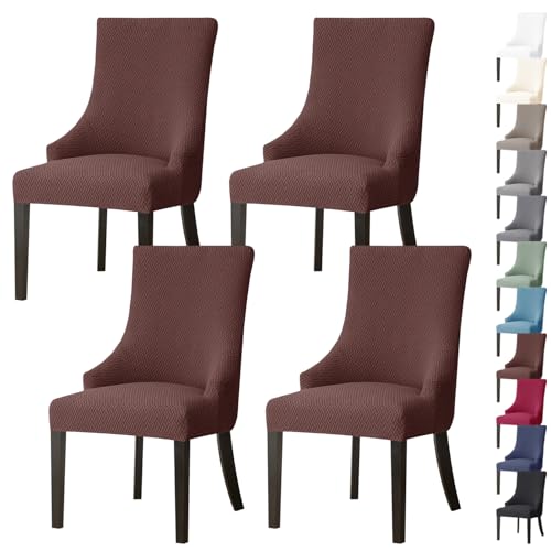 ouxei Stretch-Schonbezug Für Ohrensessel Mit Armlehne, Waschbarer Schutz Für Stühle Mit Gebogener Rückenlehne, 2er-/4er-Set(Coffee,4pcs) von ouxei