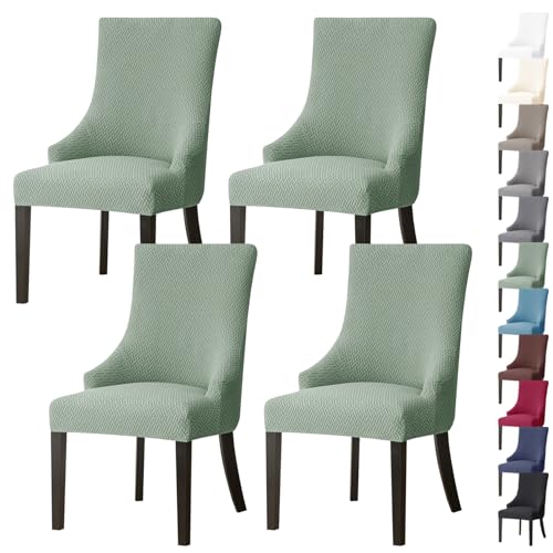 ouxei Stretch-Schonbezug Für Ohrensessel Mit Armlehne, Waschbarer Schutz Für Stühle Mit Gebogener Rückenlehne, 2er-/4er-Set(Green,4pcs) von ouxei
