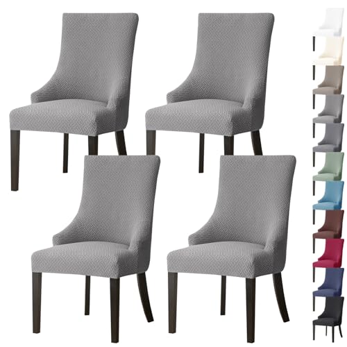 ouxei Stretch-Schonbezug Für Ohrensessel Mit Armlehne, Waschbarer Schutz Für Stühle Mit Gebogener Rückenlehne, 2er-/4er-Set(LightGray,4pcs) von ouxei