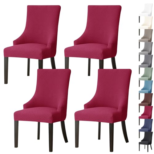 ouxei Stretch-Schonbezug Für Ohrensessel Mit Armlehne, Waschbarer Schutz Für Stühle Mit Gebogener Rückenlehne, 2er-/4er-Set(Red,4pcs) von ouxei