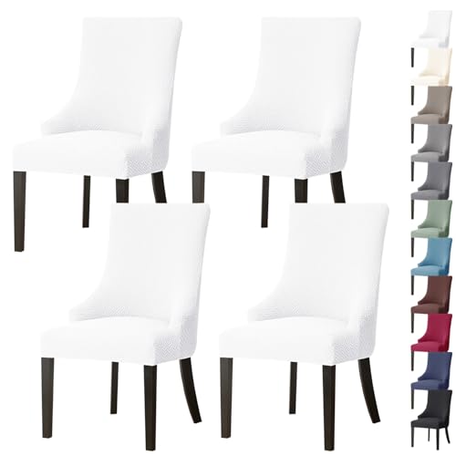 ouxei Stretch-Schonbezug Für Ohrensessel Mit Armlehne, Waschbarer Schutz Für Stühle Mit Gebogener Rückenlehne, 2er-/4er-Set(White,4pcs) von ouxei