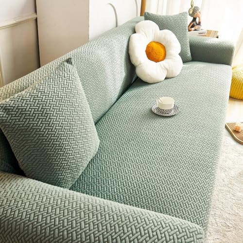 ouxei Stretch-Sofabezug Aus Samt – All-Inclusive-Waschschutz Für Sofas Mit 1–5 Kissen, Fußhocker Inklusive, Haustierfreundlich(G,2 seat 145~185cm) von ouxei