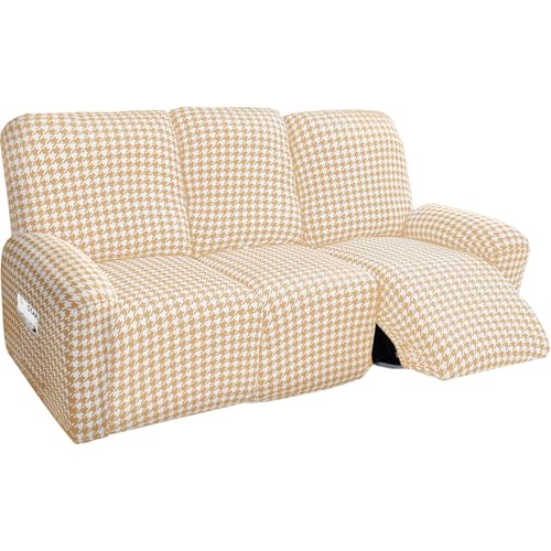 ouxei Stretch-Sofabezug Für Geteilte Liege, Waschbar, 3-Sitzer, Haustierfreundlicher Möbelschutz(Yellow,4 Seats) von ouxei