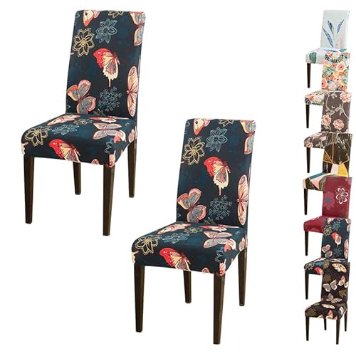 ouxei Stretch-Stuhlhussen Für Parson-Stühle Mit Blumenmuster – Waschbare Esszimmer-Schonbezüge Für Küchenstühle(F 2pcs) von ouxei