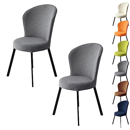 ouxei Stretch-Stuhlhussen Für Runde Stühle, Kariert, 1er-/2er-/4er-Set, Gebogene Rückenlehne, Universell Für Esszimmer/Hotel/Restaurant(Gray 2pcs) von ouxei