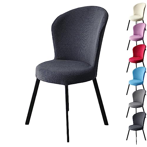 ouxei Stretch-Stuhlhussen-Set Für Runde Stühle (1/2/4/6 Stück) – Verdicktes Plaid, Gebogene Rückenlehne, Für Den Einsatz Im Esszimmer/Hotel/Restaurant(Dgray 1pcs) von ouxei