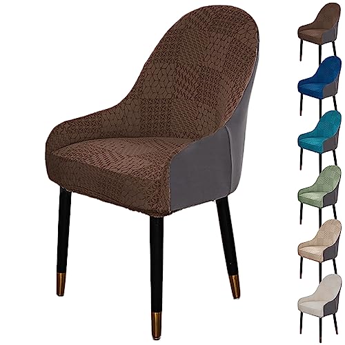 ouxei Stuhlbezug Mit Gebogener Rückenlehne Und Armlehnen-Set – Verdickter, Zweifarbiger Jacquard-Spleißbezug Für Esszimmer, Küche Und Hotel(Brown 1pcs) von ouxei