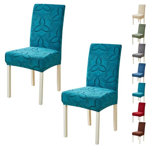ouxei Stuhlhussen Aus Elastischem Spandex, 2er-/4er-Set, Waschbare Stuhlhussen Für Parson-Stühle, Kratzschutz(Cyan,2pcs) von ouxei