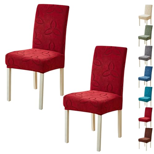 ouxei Stuhlhussen Aus Elastischem Spandex, 2er-/4er-Set, Waschbare Stuhlhussen Für Parson-Stühle, Kratzschutz(Red,2pcs) von ouxei
