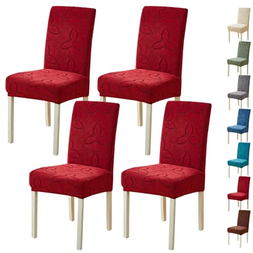 ouxei Stuhlhussen Aus Elastischem Spandex, 2er-/4er-Set, Waschbare Stuhlhussen Für Parson-Stühle, Kratzschutz(Red,4pcs) von ouxei