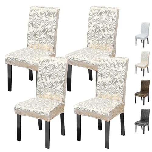 ouxei Stuhlhussen Aus Elastischem Spandex Für Esszimmerstühle – 2er-/4er-Set, Moderne, Waschbare Und Kratzfeste Stuhlschoner Von Parson(Beige,4pcs) von ouxei