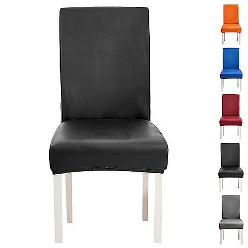 ouxei Stuhlhussen Aus Leder Und PU Für Esszimmerstühle, 1er-/2er-/4er-Set, Moderne, Abnehmbare Und Waschbare Schonbezüge Für Hotelbankette(Black 1pcs) von ouxei