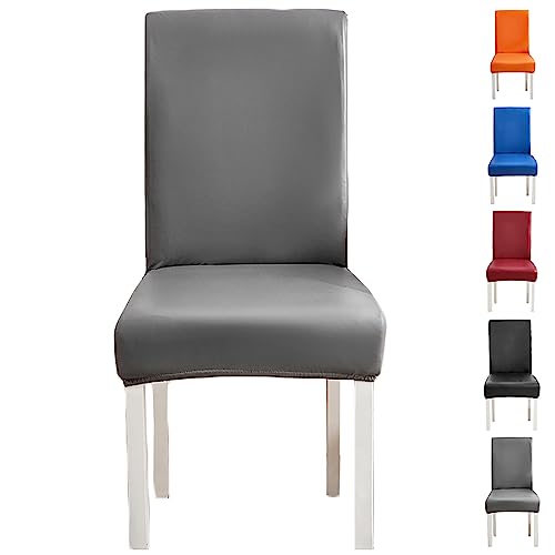 ouxei Stuhlhussen Aus Leder Und PU Für Esszimmerstühle, 1er-/2er-/4er-Set, Moderne, Abnehmbare Und Waschbare Schonbezüge Für Hotelbankette(Grey 1pcs) von ouxei