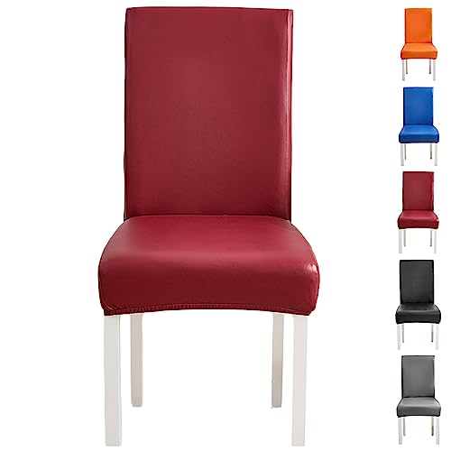 ouxei Stuhlhussen Aus Leder Und PU Für Esszimmerstühle, 1er-/2er-/4er-Set, Moderne, Abnehmbare Und Waschbare Schonbezüge Für Hotelbankette(Red 1pcs) von ouxei
