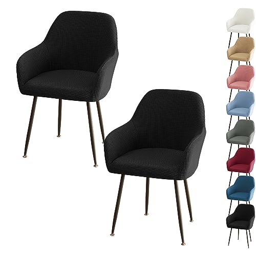 ouxei Stuhlhussen Für Esszimmerstühle Mit Armlehnen, 6er-Set, 4er-Set, 2er-Set, Dehnbare, Gebogene Schonbezüge Für Bar/Küche/Hotel(Black 2pcs) von ouxei