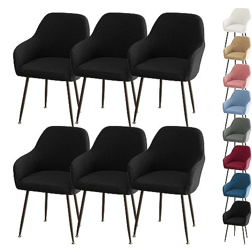 ouxei Stuhlhussen Für Esszimmerstühle Mit Armlehnen, 6er-Set, 4er-Set, 2er-Set, Dehnbare, Gebogene Schonbezüge Für Bar/Küche/Hotel(Black 6pcs) von ouxei