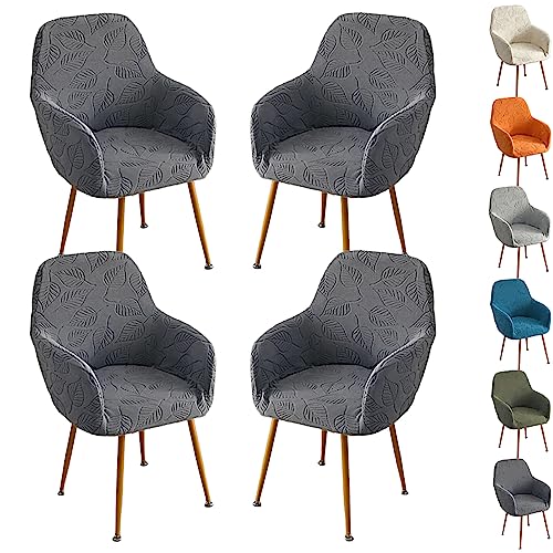 ouxei Stuhlhussen Für Gebogene Sessel, 1er-/2er-/4er-/6er-Set – Elastische, Verdickte Schoner Für Esszimmer/Schlafzimmer/Hotel(D Grey 4pcs) von ouxei