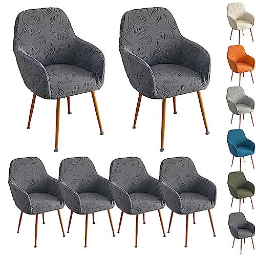 ouxei Stuhlhussen Für Gebogene Sessel, 1er-/2er-/4er-/6er-Set – Elastische, Verdickte Schoner Für Esszimmer/Schlafzimmer/Hotel(D Grey 6pcs) von ouxei