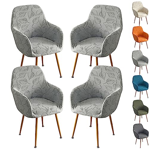 ouxei Stuhlhussen Für Gebogene Sessel, 1er-/2er-/4er-/6er-Set – Elastische, Verdickte Schoner Für Esszimmer/Schlafzimmer/Hotel(Grey 4pcs) von ouxei