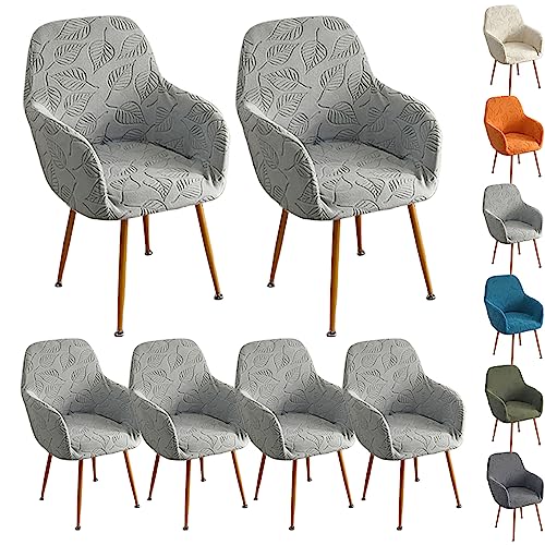 ouxei Stuhlhussen Für Gebogene Sessel, 1er-/2er-/4er-/6er-Set – Elastische, Verdickte Schoner Für Esszimmer/Schlafzimmer/Hotel(Grey 6pcs) von ouxei