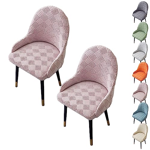 ouxei Stuhlhussen Mit Gebogener Rückenlehne, 1er-/2er-/4er-/6er-Set – Stretch-Jacquard, Verdickte Sitzfläche, Waschbarer Schutz Für Esszimmer/Hotel(Pink 2pcs) von ouxei