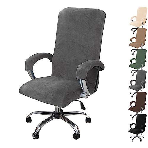 ouxei Stuhlhussen-Set Aus Dickem Samt Für Computerstühle – Dehnbare Schonbezüge Für Drehstühle/Gaming-Stühle Mit Reißverschluss (1/2/4/6 Stück)(Gray 1pcs,X-Large) von ouxei