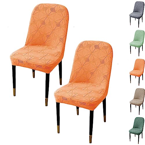 ouxei Stuhlhussen-Set Mit Gebogener Rückenlehne Für Esszimmerstühle – Moderne Jacquard-Stretch-Schonbezüge, Waschbarer Schutz (1/2/4/6 Stück)(Orange 2pcs) von ouxei
