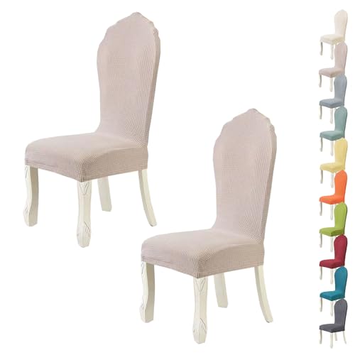 ouxei Stuhlhussen-Set Mit Runder Rückenlehne Für Esszimmerstühle – Stretch-Bezüge Mit Gebogener Rückenlehne, Elastisch, Waschbar – 2er/4er/6er-Set(B 2pcs) von ouxei