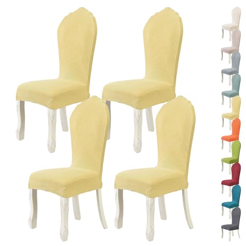 ouxei Stuhlhussen-Set Mit Runder Rückenlehne Für Esszimmerstühle – Stretch-Bezüge Mit Gebogener Rückenlehne, Elastisch, Waschbar – 2er/4er/6er-Set(E 4pcs) von ouxei
