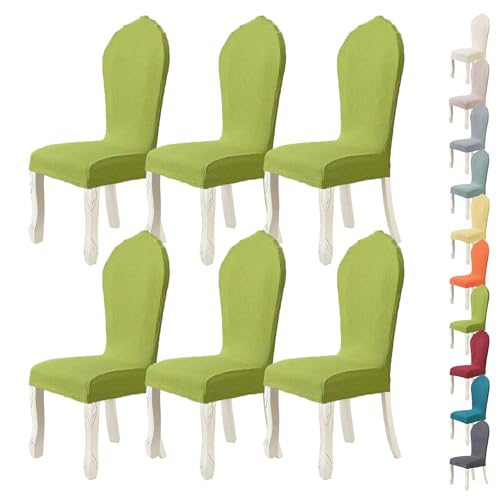 ouxei Stuhlhussen-Set Mit Runder Rückenlehne Für Esszimmerstühle – Stretch-Bezüge Mit Gebogener Rückenlehne, Elastisch, Waschbar – 2er/4er/6er-Set(G 6pcs) von ouxei