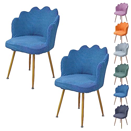 ouxei Stuhlhussen in Blumenform, 1er-/2er-/4er-/6er-Set – verdickter, waschbarer Stretch-Schutz für Esszimmer und Café(Blue 2pcs) von ouxei