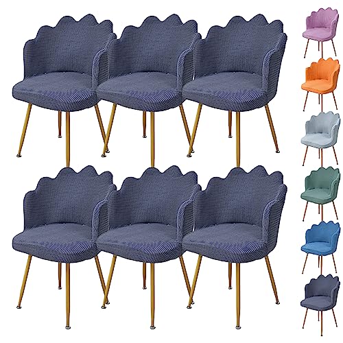 ouxei Stuhlhussen in Blumenform, 1er-/2er-/4er-/6er-Set – verdickter, waschbarer Stretch-Schutz für Esszimmer und Café(D Gray 6pcs) von ouxei