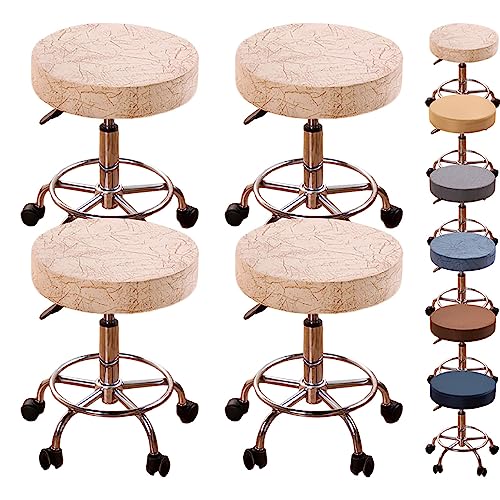 ouxei Verdickte Barhocker-Bezüge, 1er-/2er-/4er-/6er-Set – Universeller, Runder, Abnehmbarer Schutz Für Bar/Hotel/Barbershop(Beige 4pcs,Large) von ouxei