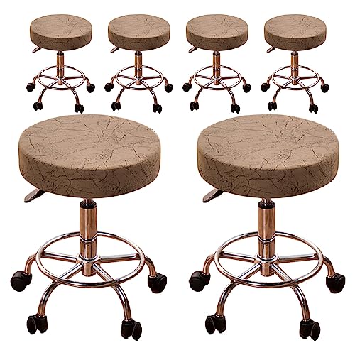 ouxei Verdickte Barhocker-Bezüge, 1er-/2er-/4er-/6er-Set – Universeller, Runder, Abnehmbarer Schutz Für Bar/Hotel/Barbershop(Curry 6pcs,Large) von ouxei