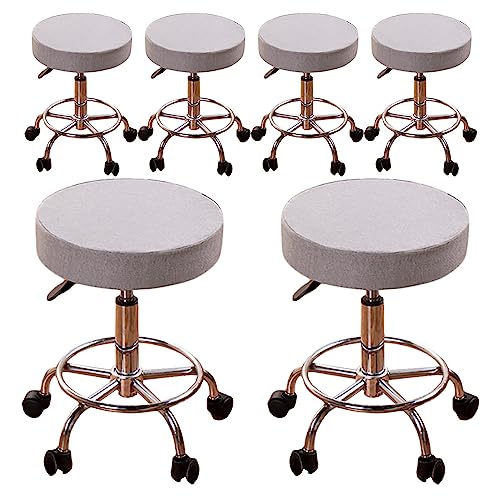 ouxei Verdickte Barhocker-Bezüge, 1er-/2er-/4er-/6er-Set – Universeller, Runder, Abnehmbarer Schutz Für Bar/Hotel/Barbershop(Lgray 6pcs,X-Large) von ouxei