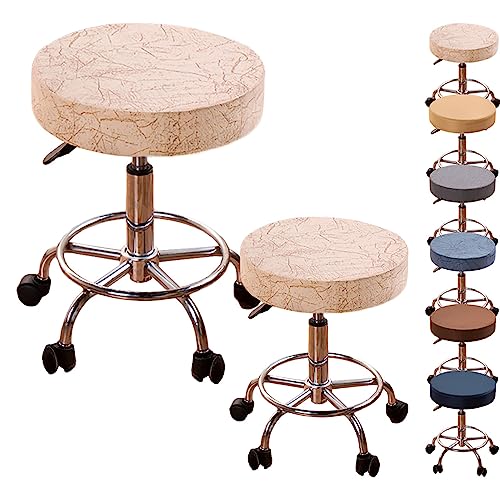ouxei Verdickte Barhocker-Bezüge, Set, Universeller Runder Sitzbezug, Abnehmbarer Schutz Für Bar, Hotel, Barbershop(Beige 2pcs,X-Large) von ouxei