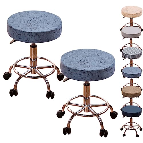 ouxei Verdickte Barhocker-Bezüge, Set, Universeller Runder Sitzbezug, Abnehmbarer Schutz Für Bar, Hotel, Barbershop(Blue 2pcs,Medium) von ouxei