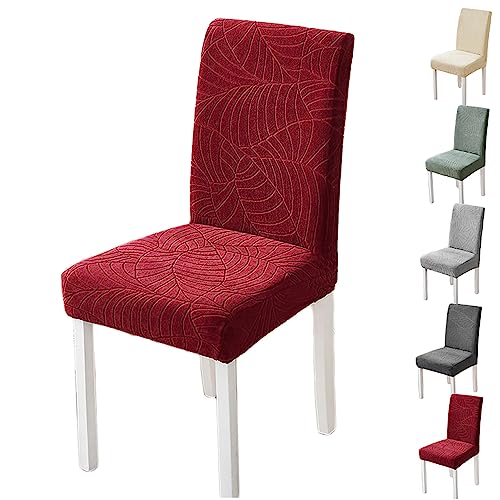 ouxei Verdickte Jacquard-Stuhlhussen Für Parson-Stuhl, 1er-/2er-/4er-Set, Wasserdicht, Dehnbar, Waschbar, Für Esszimmer/Hotel(Red 1pcs) von ouxei