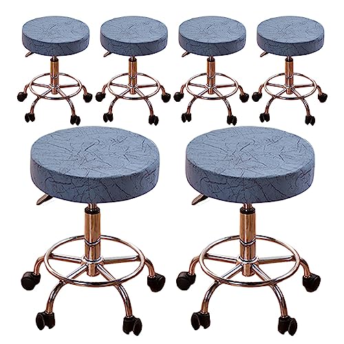 ouxei Verdickte Runde Barhockerbezüge, 1er-/2er-/4er-/6er-Set – Abnehmbare Schonbezüge Für Dreh-/Hebehocker, Barbershop(Blue 6pcs,Medium) von ouxei