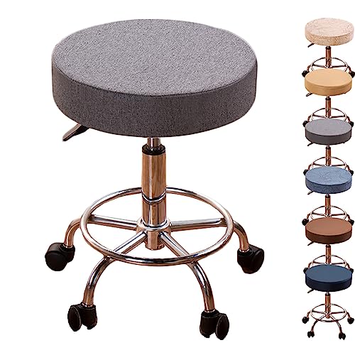 ouxei Verdickte Runde Barhockerbezüge, 1er-/2er-/4er-/6er-Set – Abnehmbare Schonbezüge Für Dreh-/Hebehocker, Barbershop(Grey 1pcs,X-Large) von ouxei