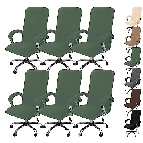 ouxei Verdickte Samt-Bürostuhlbezüge, 1er-/2er-/4er-Set, Dehnbare Drehstuhlbezüge Mit Reißverschluss(Green 6pcs,Large) von ouxei