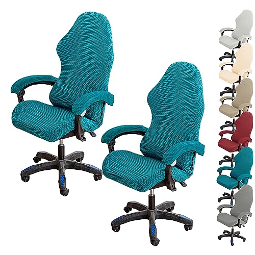 ouxei Verdickter Bürostuhlbezug-Set, Drehbarer Schonbezug Mit Hoher Rückenlehne Und Reißverschluss, Universell Für Gaming-Chefstühle(Blue 2pcs) von ouxei